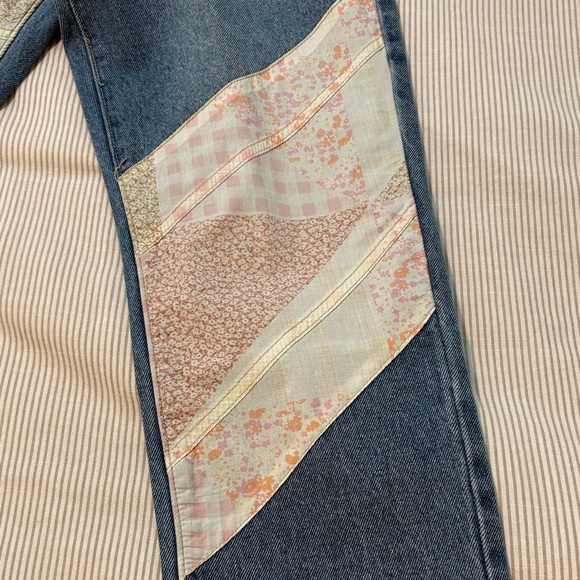 Stylish Blue/Light Pink  Patchwork Jeans BP Responsible measures 14” across - Picture 3 of 9